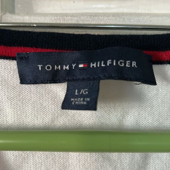 Tommy Hilfiger Men's White and Red Argyle Sweater - Size L - Picture 2 of 7